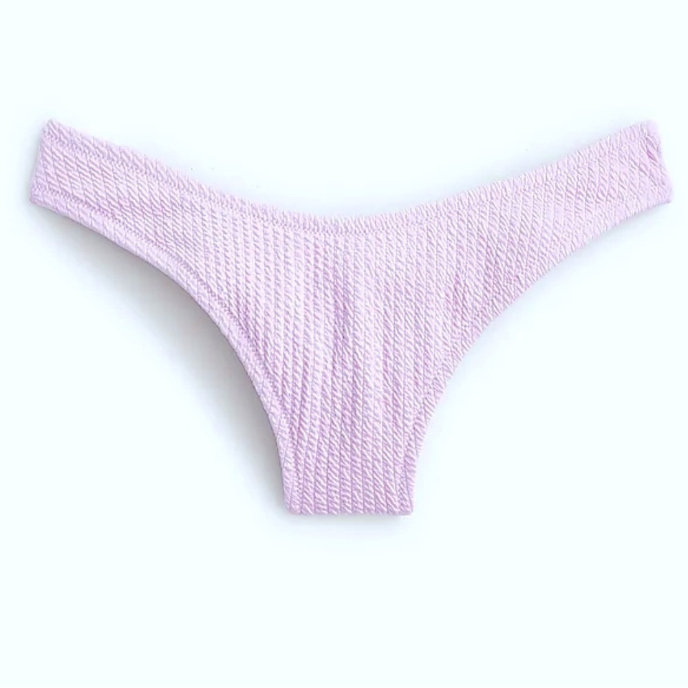 J.Crew Textured Curved-Waist Cheeky Bikini Bottoms Light Purple Color Size S